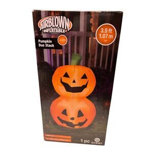 Gemmy Halloween Pumpkin Due Stack Airblown Inflatable Gemmy Lights Up 3.5' NIB